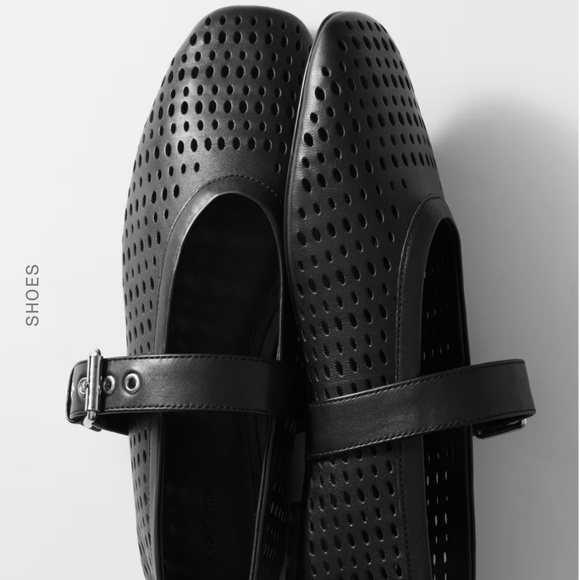 & Other Stories Mary - Jane Ballet Flats Perforated black leather Size 8 - Picture 7 of 10